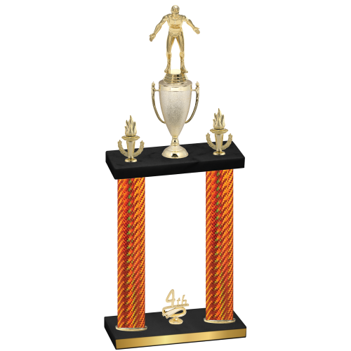 Double Orange Carbon Fiber Fourth Place Wrestling Trophy