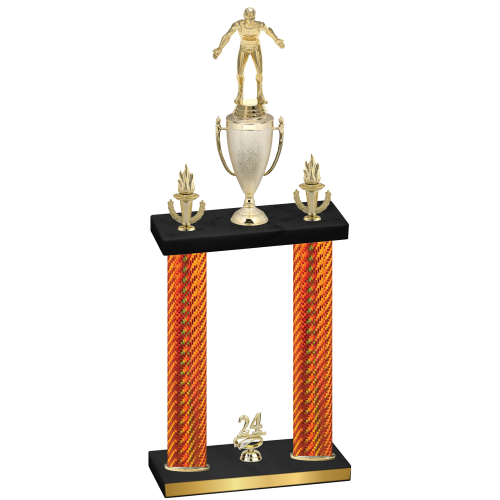 Double Orange Carbon Fiber Year Wrestling Trophy