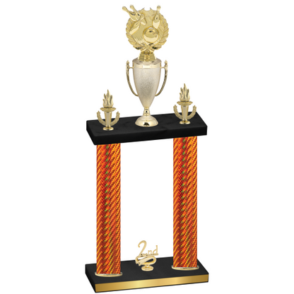 Double Orange Carbon Fiber Second Place Bowling Trophy
