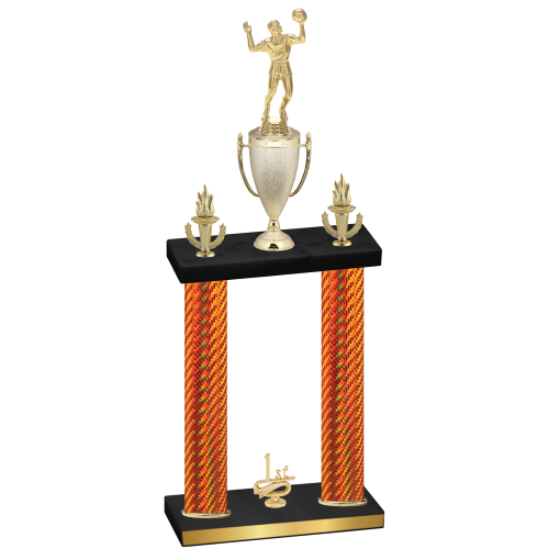 Double Orange Carbon Fiber First Place Volleyball Trophy