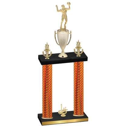 Double Orange Carbon Fiber First Place Volleyball Trophy