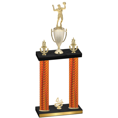Double Orange Carbon Fiber Fourth Place Volleyball Trophy