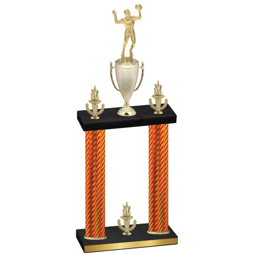 Double Orange Carbon Fiber Victory Volleyball Trophy