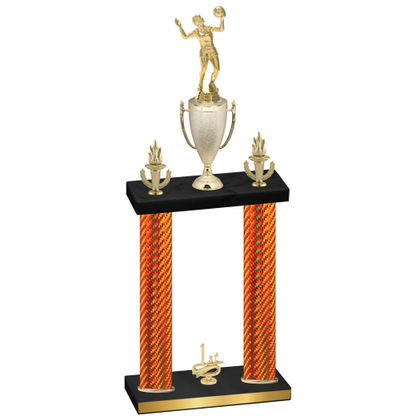 Double Orange Carbon Fiber First Place Volleyball Trophy