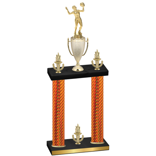 Double Orange Carbon Fiber Victory Volleyball Trophy