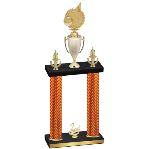 Double Orange Carbon Fiber Second Place Volleyball Trophy