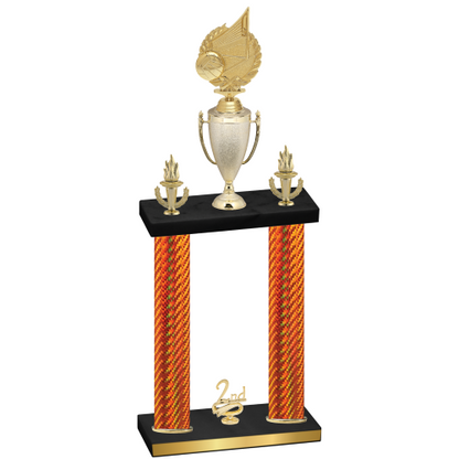 Double Orange Carbon Fiber Second Place Volleyball Trophy