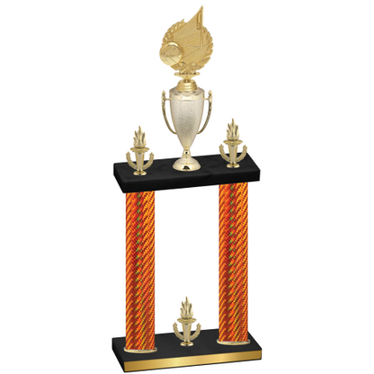 Double Orange Carbon Fiber Victory Volleyball Trophy