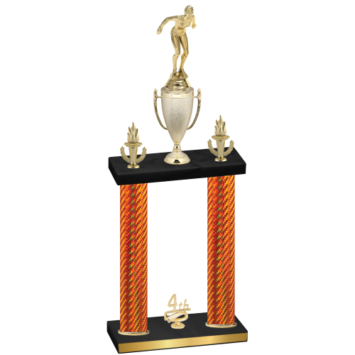 Double Orange Carbon Fiber Fourth Place Tennis Trophy