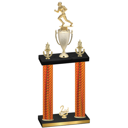 Double Orange Carbon Fiber Second Place Football Trophy
