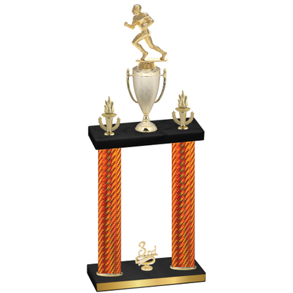 Double Orange Carbon Fiber Third Place Football Trophy
