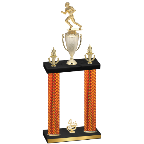 Double Orange Carbon Fiber Fourth Place Football Trophy
