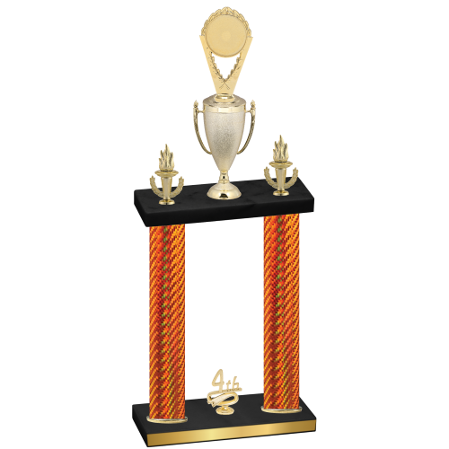 Double Orange Carbon Fiber Fourth Place Insert Trophy
