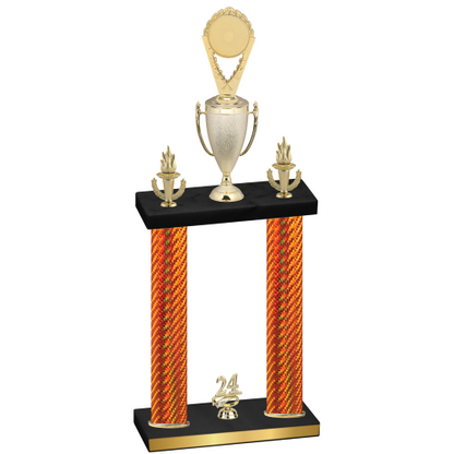 Double Orange Carbon Fiber Year Insert Trophy