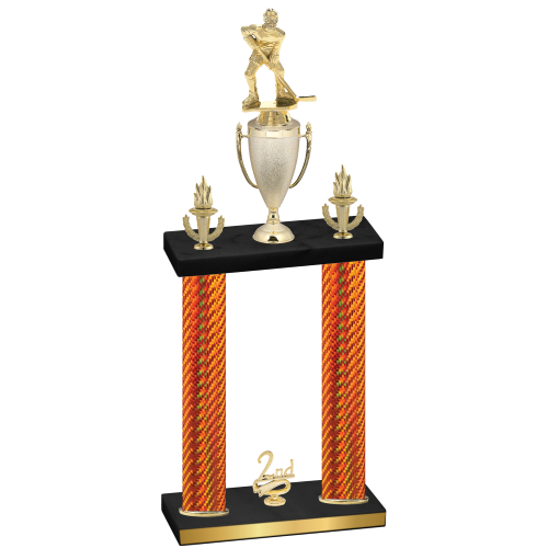 Double Orange Carbon Fiber Second Place Hockey Trophy