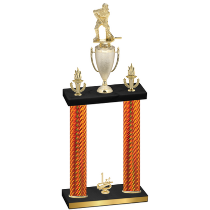 Double Orange Carbon Fiber First Place Hockey Trophy