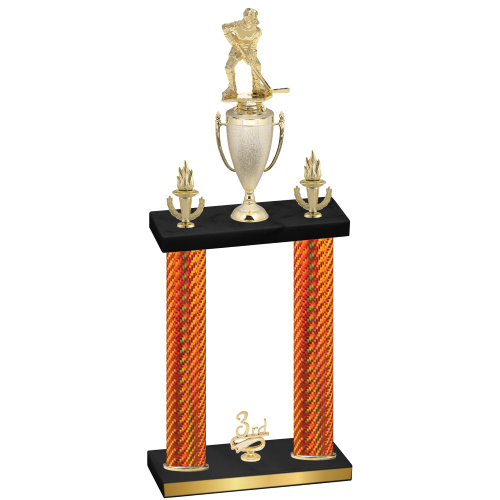 Double Orange Carbon Fiber Third Place Hockey Trophy