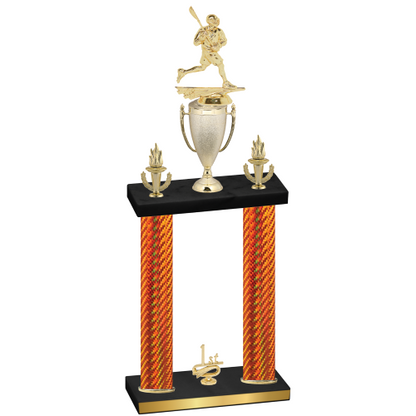 Double Orange Carbon Fiber First Place Lacrosse Trophy