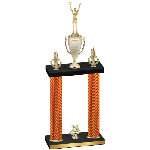 Double Orange Carbon Fiber Year Victory Trophy