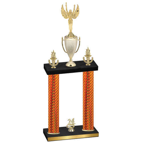 Double Orange Carbon Fiber Year Victory Trophy