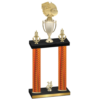 Double Orange Carbon Fiber Year Basketball Trophy