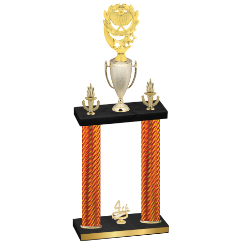 Double Orange Carbon Fiber Fourth Place Pickleball Trophy