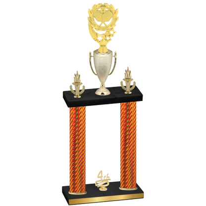 Double Orange Carbon Fiber Fourth Place Pickleball Trophy