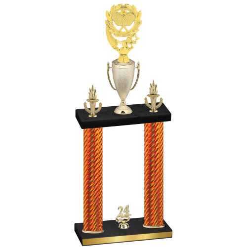 Double Orange Carbon Fiber Year Pickleball Trophy