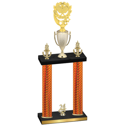 Double Orange Carbon Fiber Year Pickleball Trophy