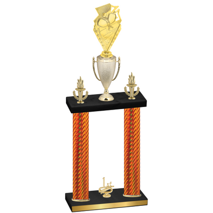Double Orange Carbon Fiber First Place Pickleball Trophy