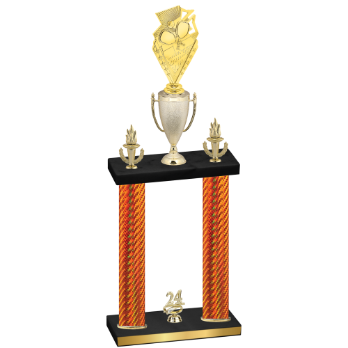 Double Orange Carbon Fiber Year Pickleball Trophy