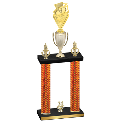 Double Orange Carbon Fiber Year Pickleball Trophy