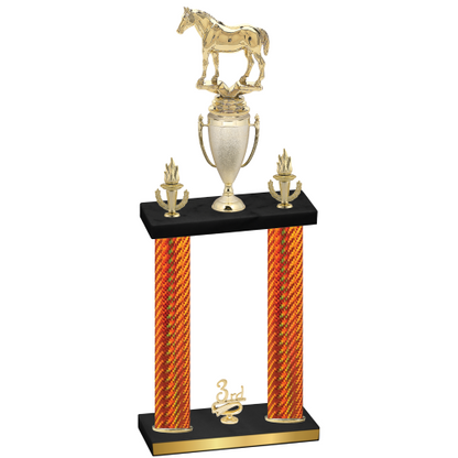 Double Orange Carbon Fiber Third Place Horses Trophy