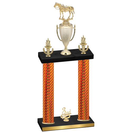 Double Orange Carbon Fiber Third Place Horses Trophy