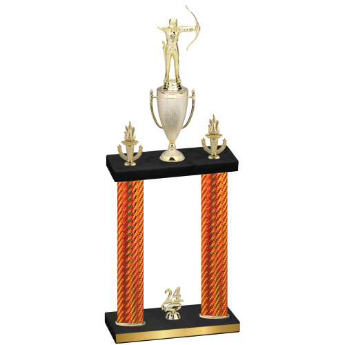 Double Orange Carbon Fiber Year Archery Trophy