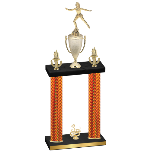 Double Orange Carbon Fiber Third Place Skater Trophy