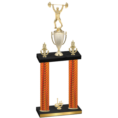 Double Orange Carbon Fiber First Place Weights Trophy