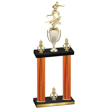Double Orange Carbon Fiber Victory Flag Football Trophy