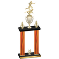 Double Orange Carbon Fiber Year Flag Football Trophy