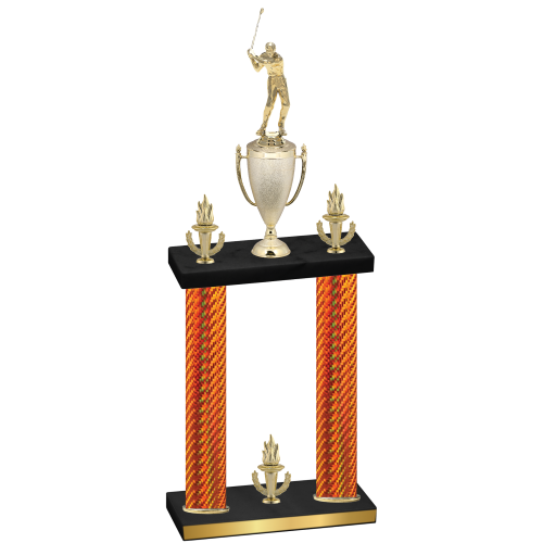 Double Orange Carbon Fiber Victory Golf Trophy