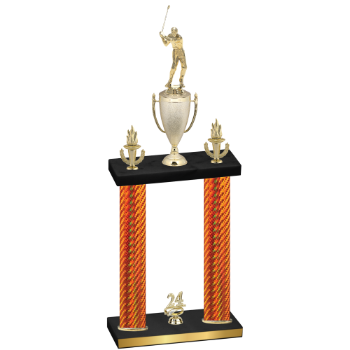 Double Orange Carbon Fiber Year Golf Trophy