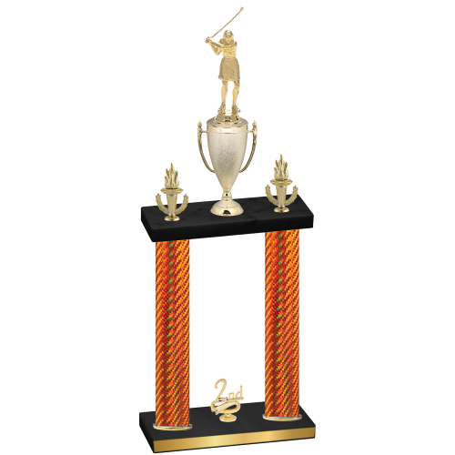 Double Orange Carbon Fiber Second Place Golf Trophy