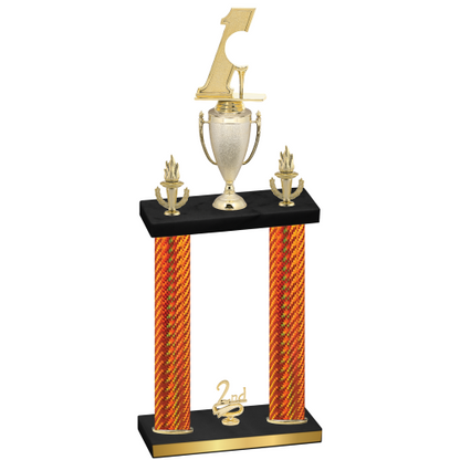 Double Orange Carbon Fiber Second Place Golf Trophy