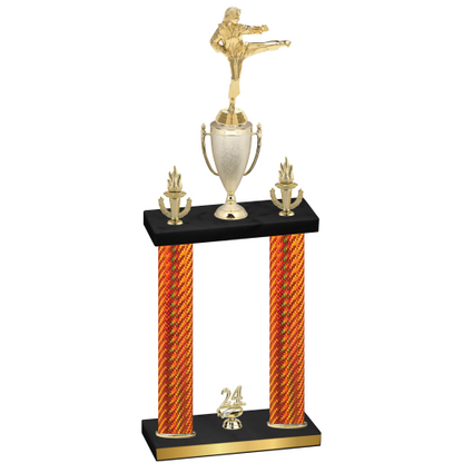 Double Orange Carbon Fiber Year Karate Trophy