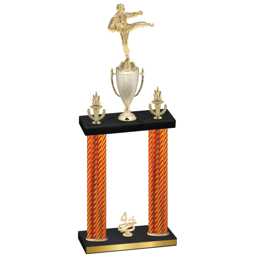 Double Orange Carbon Fiber Fourth Place Karate Trophy