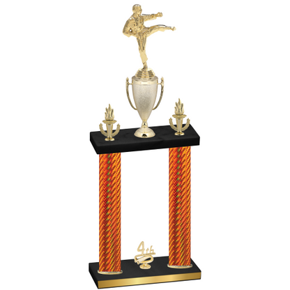 Double Orange Carbon Fiber Fourth Place Karate Trophy
