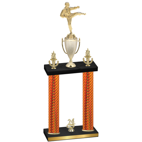 Double Orange Carbon Fiber Year Karate Trophy
