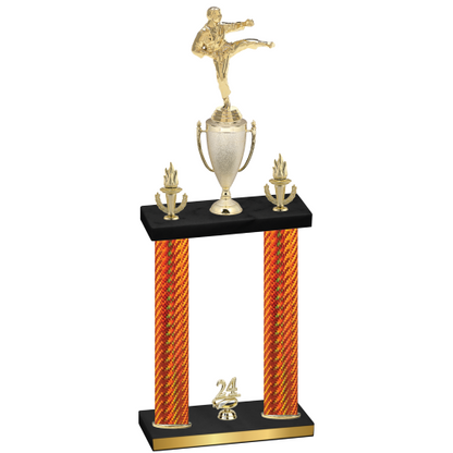 Double Orange Carbon Fiber Year Karate Trophy