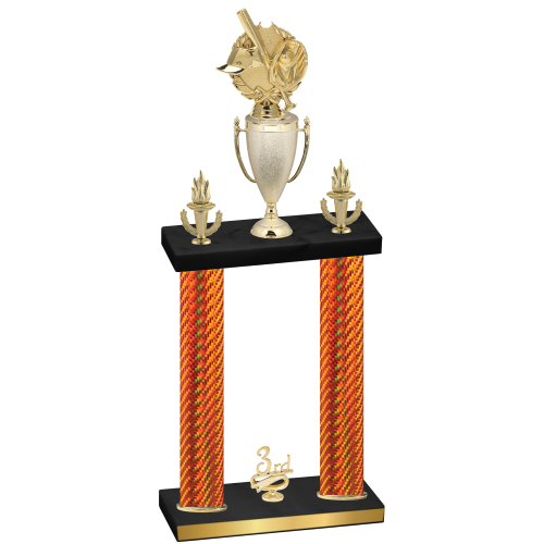 Double Orange Carbon Fiber Third Place Baseball Trophy