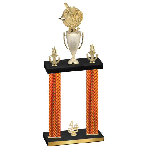 Double Orange Carbon Fiber Fourth Place Baseball Trophy